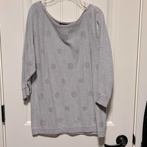 White House Black Market Gray Beaded Scoop Neck Sweater Size M